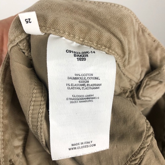 Closed Baker Velvet Pants Tan Cropped Mid Rise 25 - Picture 9 of 9